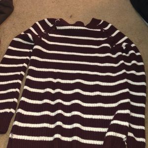 White and maroon stripped long sleeve